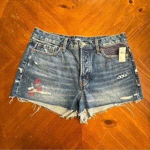 Old Navy OG Short Button Fly Hi Rise Patriotic USA Flag Jean Shorts Sz 10 NWT